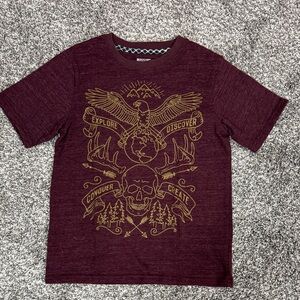 NWOT Youth Graphic Maroon Crewneck Tee with Gold Print